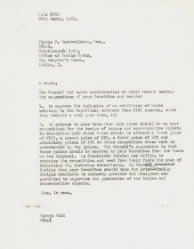 Letter from Mervyn Wall, Secretary of the Arts Council to Piaras Mac Lochlainn.